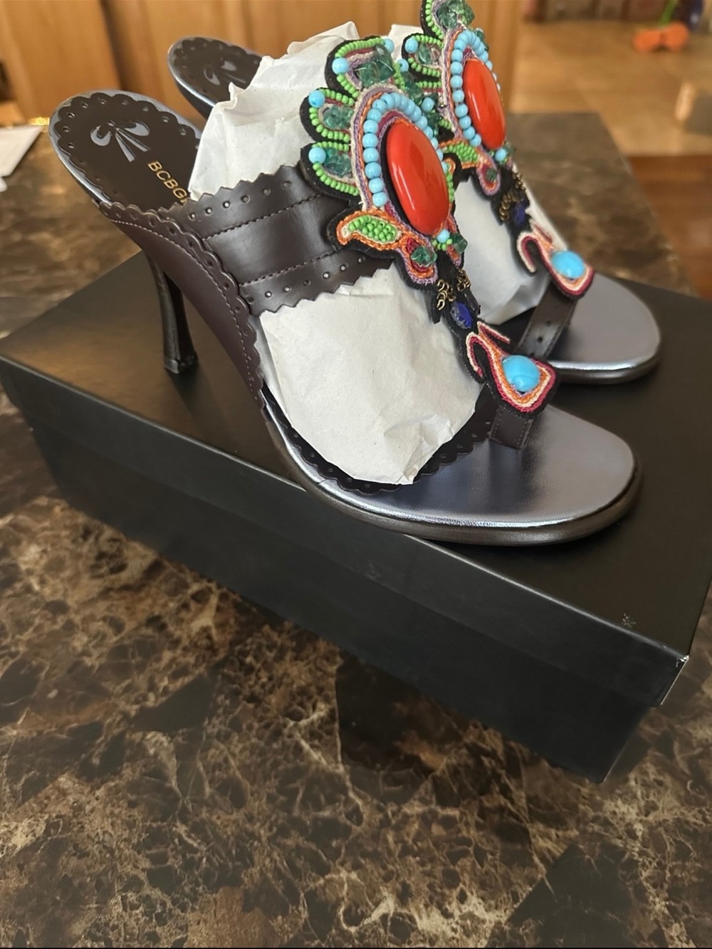 Brand new in Box BCBGMaxAzria Brown Heeled Mules size 7